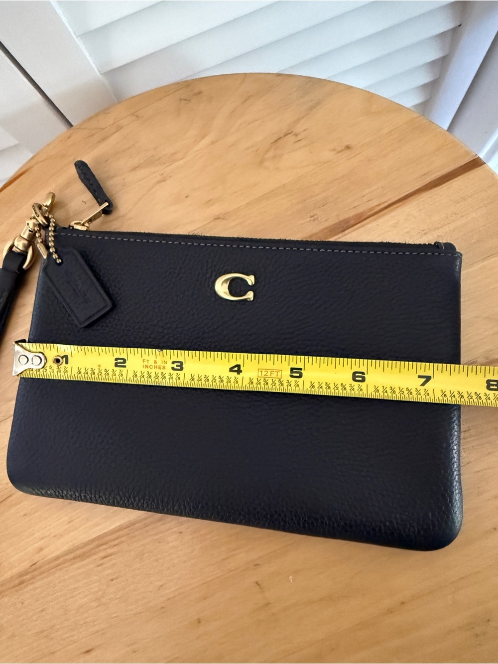 Coach Black Pebbled Leather Wristlet with Gold Hardware - Picture 8 of 10